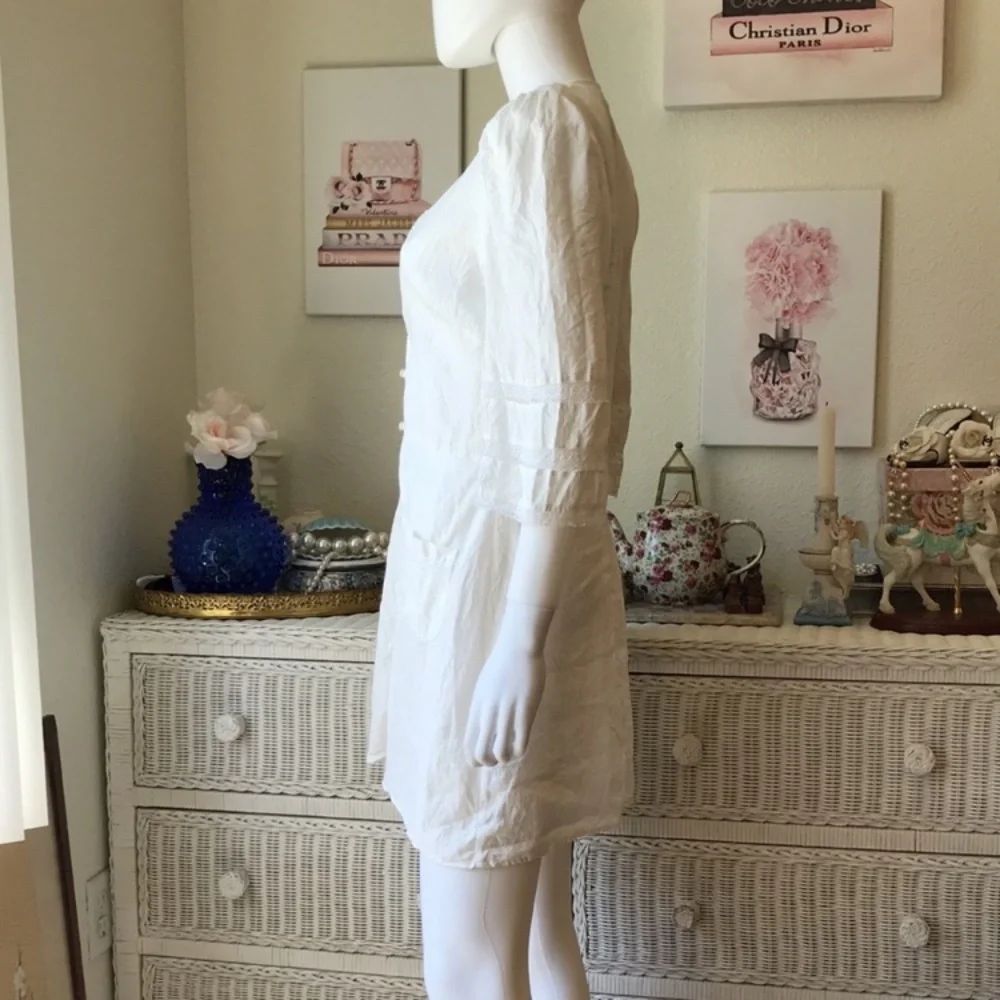 Reformation Eloise 100% linen button front dress white color size 10 - Picture 2 of 11